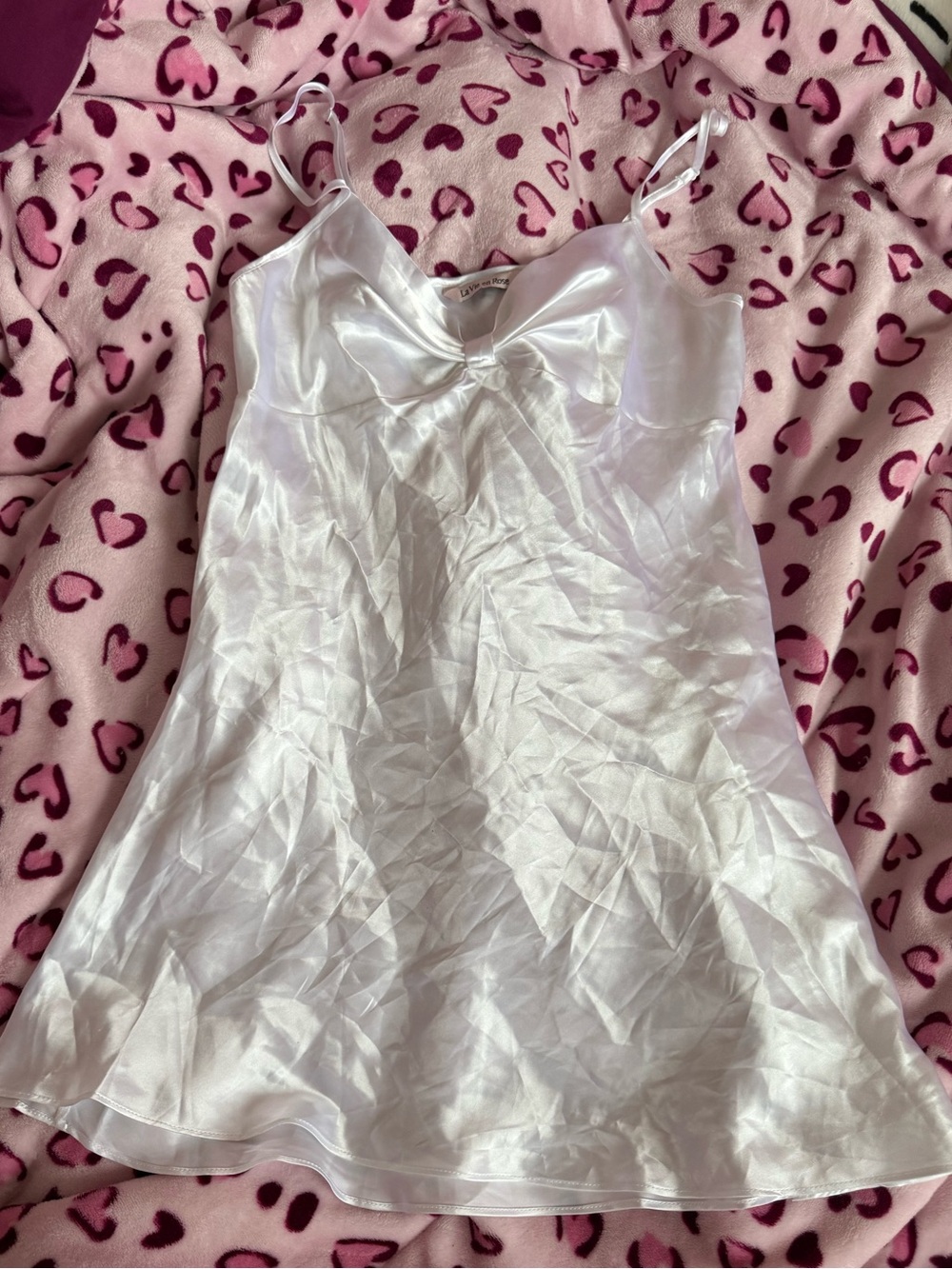 La Vie en rose Satin White Slip Dress - Women's Intimates